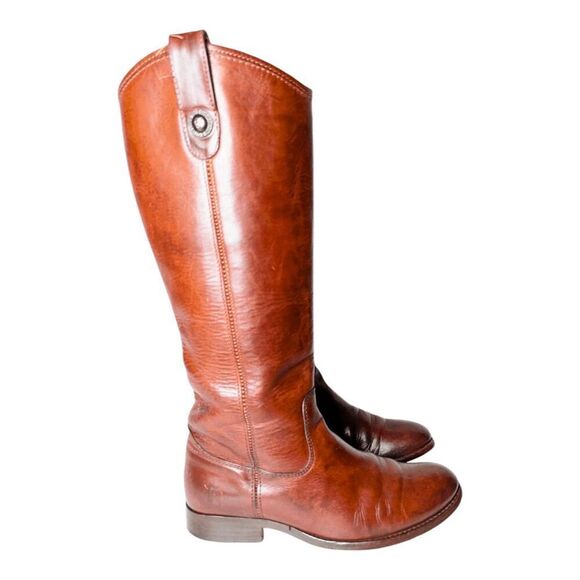FRYE Melissa Tall Cognac Leather Riding Boot Size 6.5B - Picture 4 of 11